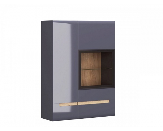 Витрина 2-ств. лев / прав Стокгольм графит серый / крафт золотой / графит глянец