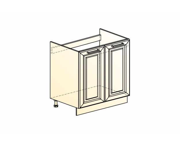 Мишель Шкаф рабочий под мойку L800 (2 дв. гл.) (эмаль) (белый/кофейный)