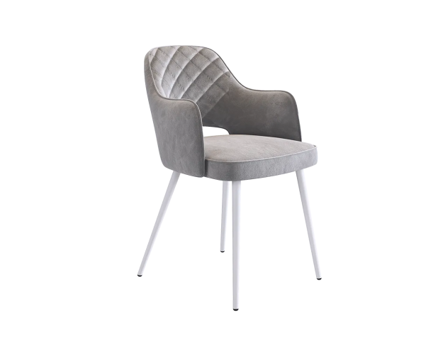 Стул Оксфорд серый (велюр) / белый